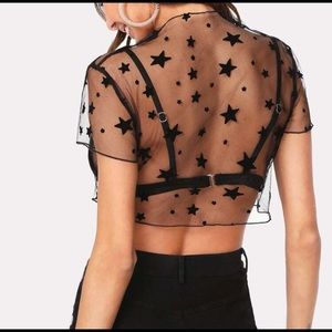 Mesh star crop top